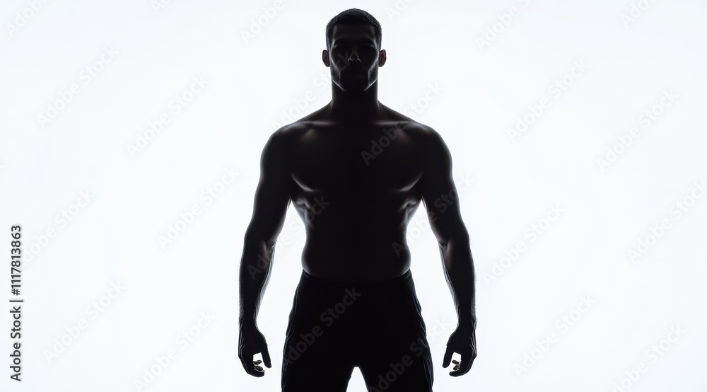 A man is standing in front of a white background. He is wearing a black shirt and black shorts. The man is posing for a photo, and he is the only person in the image. The photo has a simple