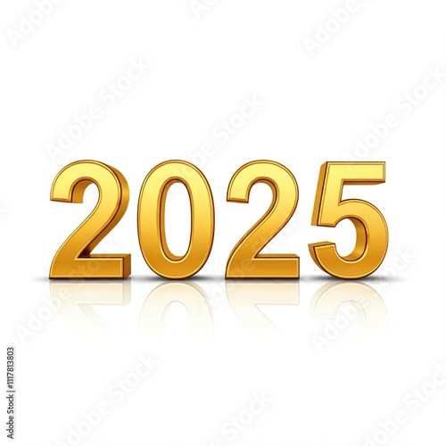 3 D golden happy new year 2025, shiny metallic texture