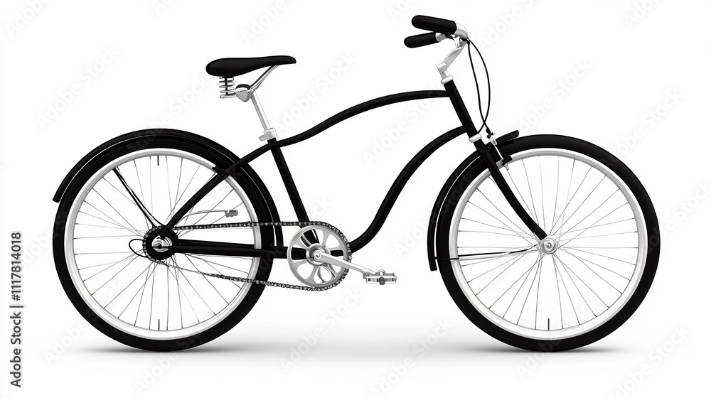 Fototapeta premium Sleek Black Bicycle for Urban Lifestyle and Recreational Fitness