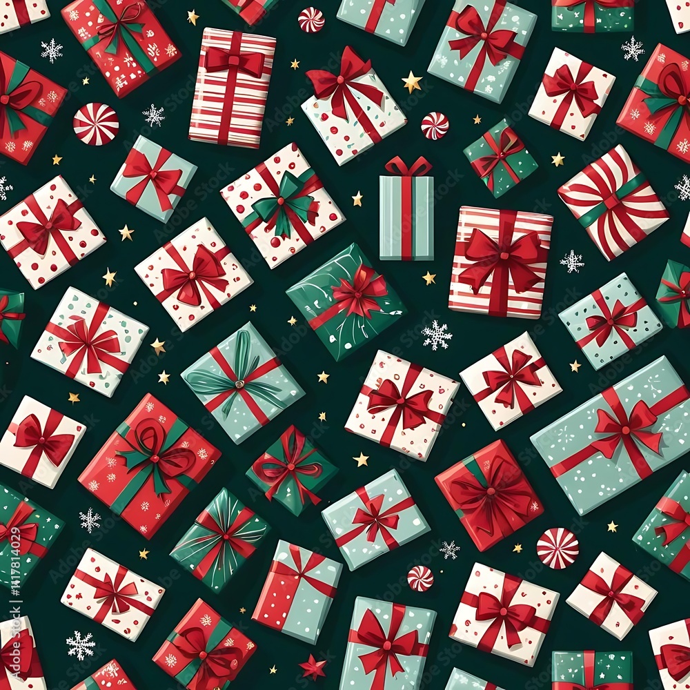 Fototapeta premium Christmas Gifts with Festive Patterns generative by AI