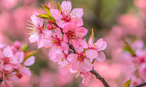 "The Enchanting Beauty of Peach Blossoms in the Garden"