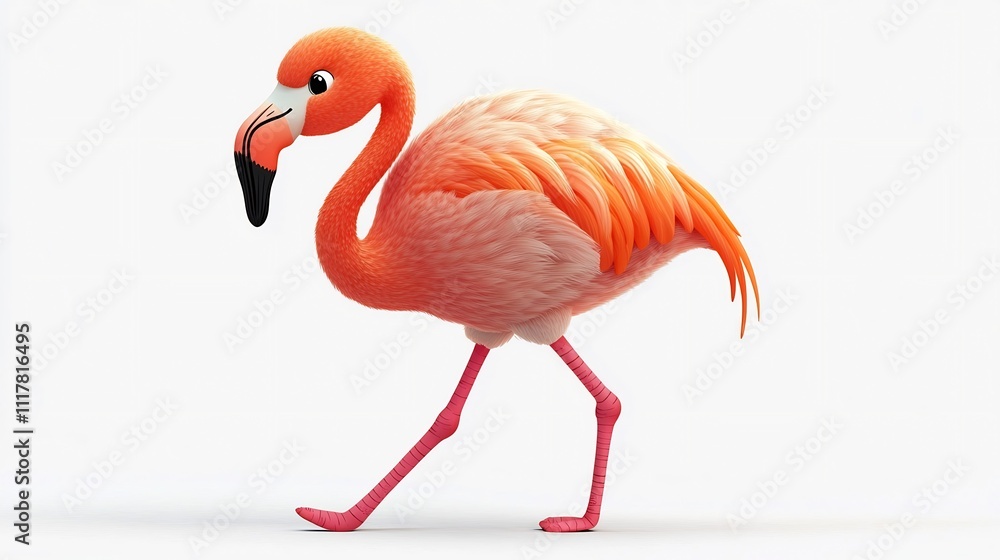 Obraz premium Vibrant Pink Flamingo Bird Posing in Tropical Setting
