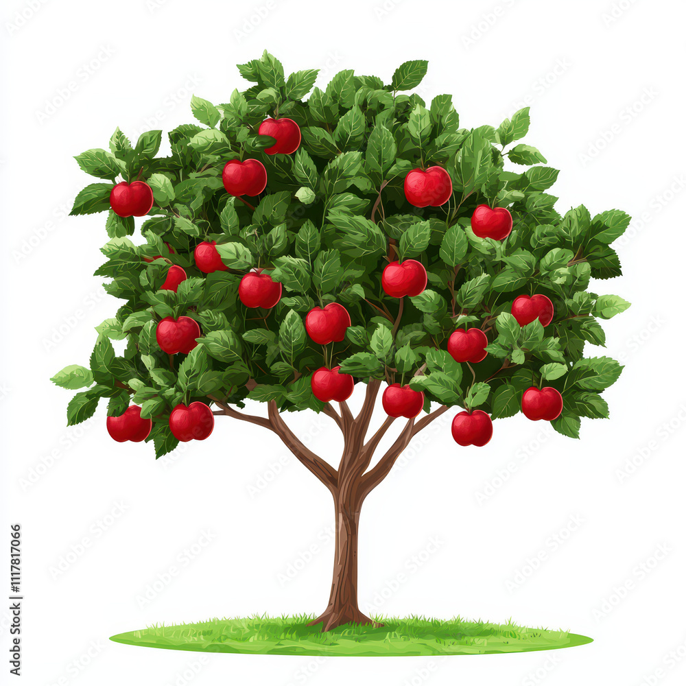 vibrant fruit tree with lush green leaves and red apples, symbolizing abundance and nature beauty. This captures essence of fruitful harvest vibrant fruit tree with lush green leaves and red apples, symbolizing abundance and nature beauty. This captures essence of fruitful harvest