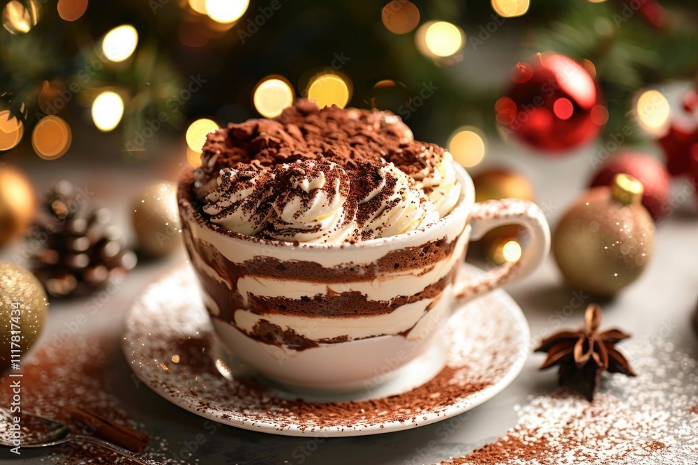 A steaming mug of hot chocolate topped with fluffy whipped cream and colorful chocolate sprinkles A steaming mug of hot chocolate topped with fluffy whipped cream and colorful chocolate sprinkles