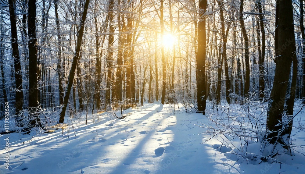 Winter forest in the morning during sun is shining Winter forest in the morning during sun is shining