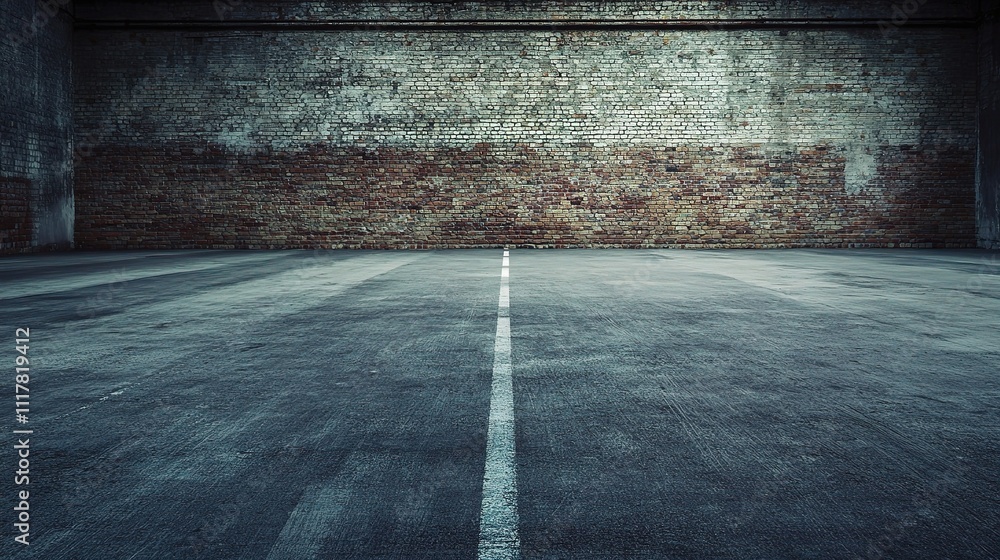 Obraz premium Urban Grunge Style Empty Street with Brick Wall Background