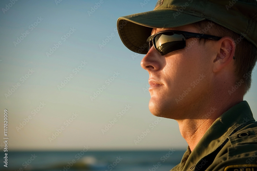 Generative AI Image of Lifeguard on Duty with Lifebuoy on Ocean Beach Generative AI Image of Lifeguard on Duty with Lifebuoy on Ocean Beach