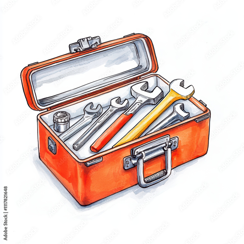 vibrant toolbox filled with various wrenches, showcasing mix of colors and sizes. This captures essence of tools and craftsmanship, perfect for DIY enthusiasts vibrant toolbox filled with various wrenches, showcasing mix of colors and sizes. This captures essence of tools and craftsmanship, perfect for DIY enthusiasts