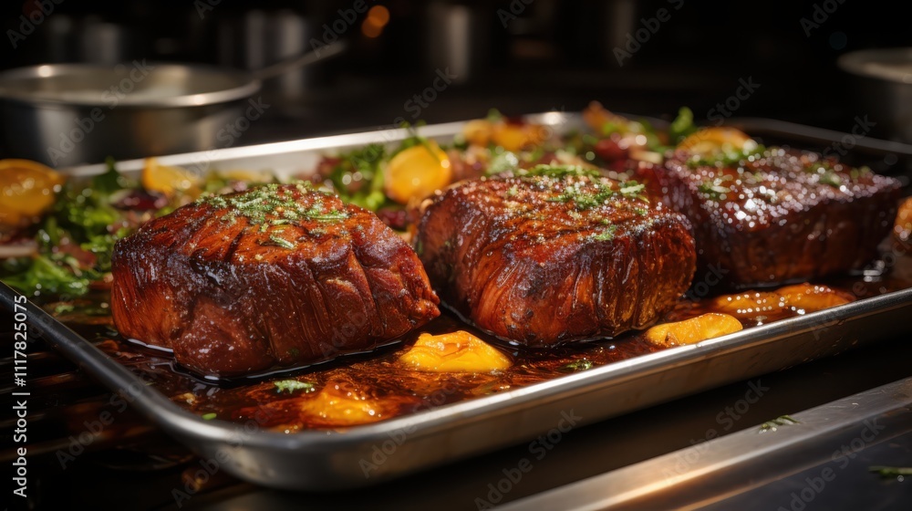 Mastering pan-seared filet mignon with butter basting a culinary experience in a professional restaurant kitchen Mastering pan-seared filet mignon with butter basting a culinary experience in a professional restaurant kitchen