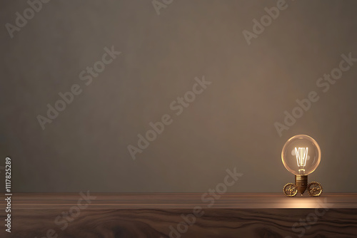 Steampunk Style Lamp on Wooden Surface photo