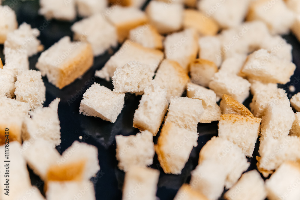 cute cubes of white bread for salad cute cubes of white bread for salad
