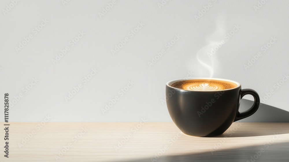 A steaming cup of coffee sits on a wooden table, bathed in soft light, creating a serene and inviting atmosphere. A steaming cup of coffee sits on a wooden table, bathed in soft light, creating a serene and inviting atmosphere.