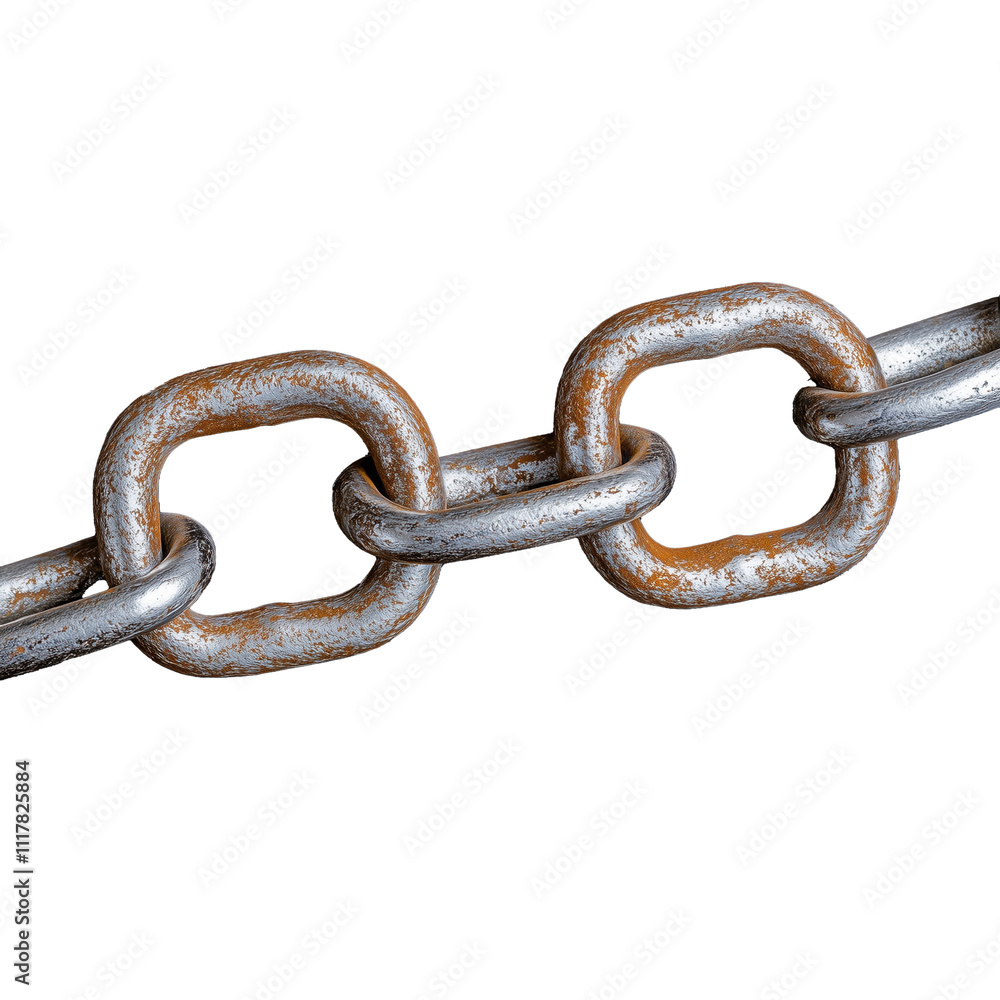 Rusty metal chain link with transparent background for design elements Rusty metal chain link with transparent background for design elements