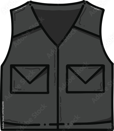 black short sleeve vest with pockets vector