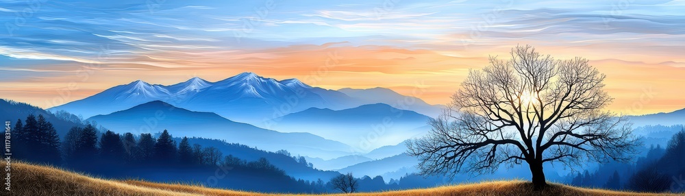 Tranquil Mountain Village Scene at Dusk with High Fidelity Illumination Tranquil Mountain Village Scene at Dusk with High Fidelity Illumination