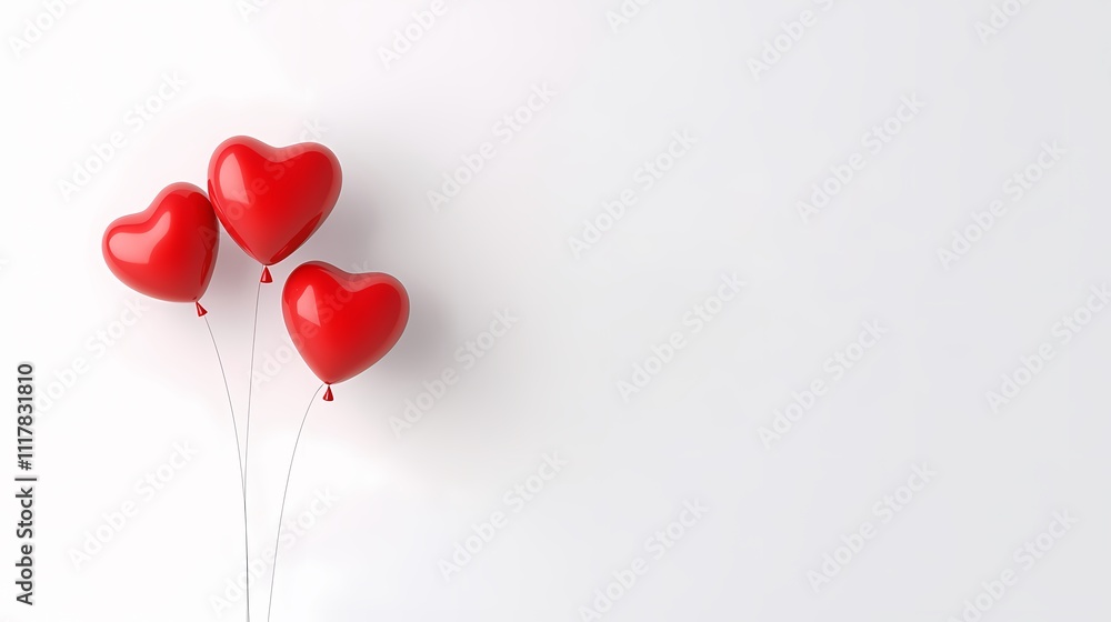 A set of red heart-shaped balloons A set of red heart-shaped balloons