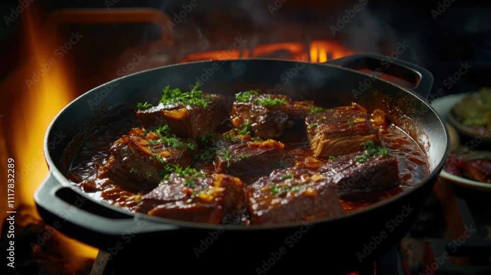 Mastering braised beef short ribs dutch oven cooking in a professional kitchen with a rich brown sauce for tender flavorful meals Mastering braised beef short ribs dutch oven cooking in a professional kitchen with a rich brown sauce for tender flavorful meals