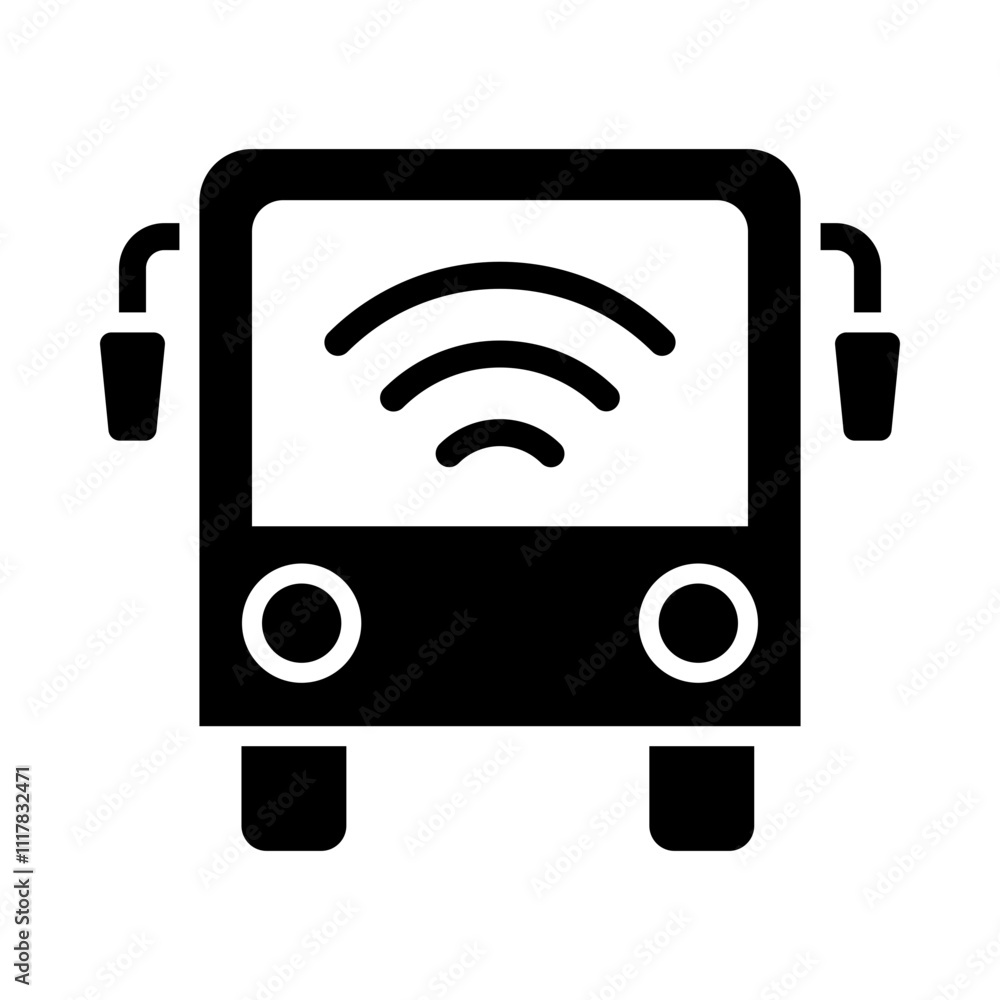 Self driving Bus glyph icon