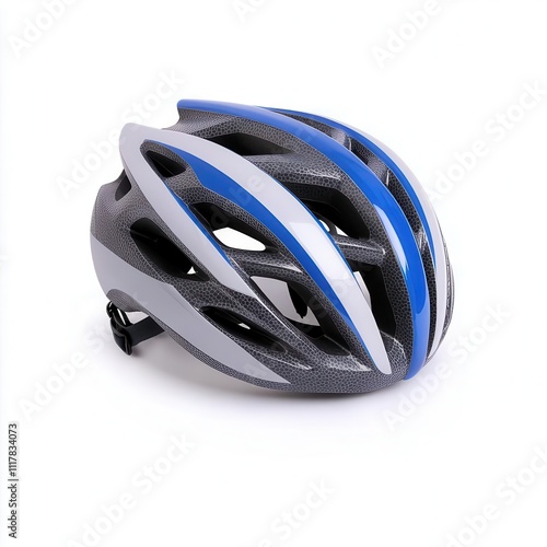 a cycling helmet clipart, sports safety gear, blue and gray, isolated on white background photo