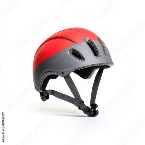 a helmet clipart, sports safety gear, red and gray, isolated on white background photo