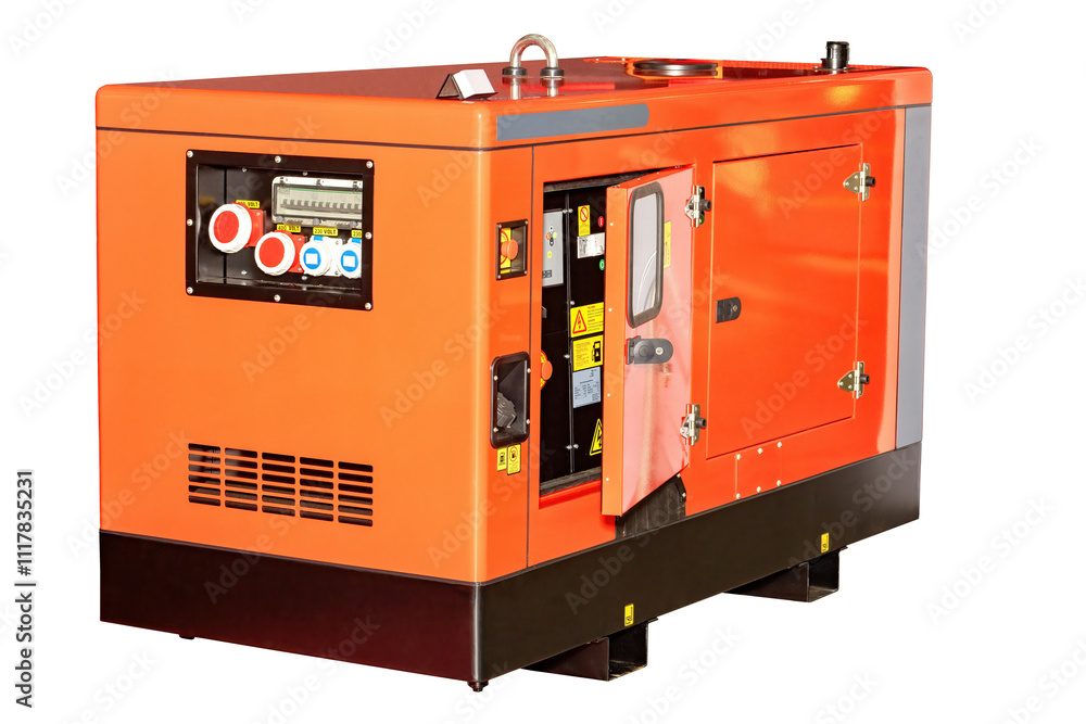 Heavy-duty generator ready for industrial use at a construction site