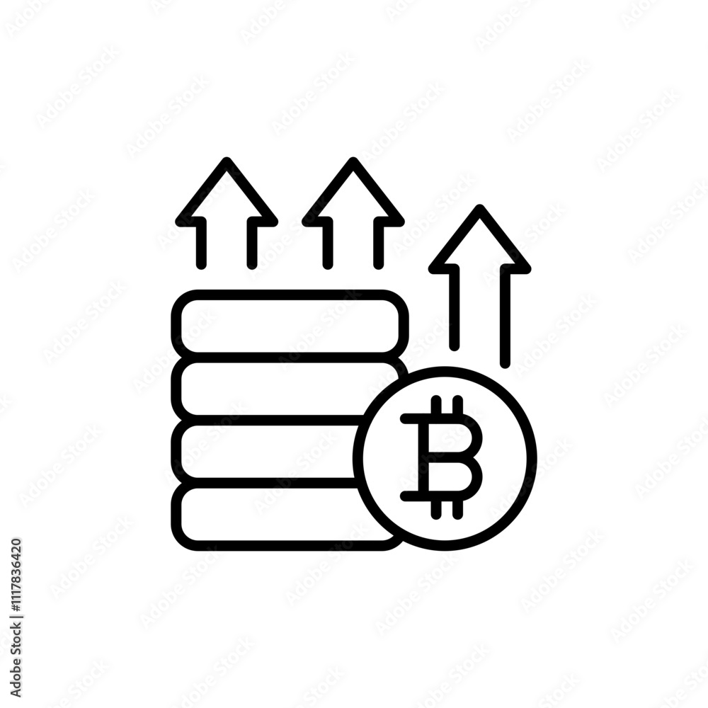 Bitcoin analytics outline icons, minimalist vector illustration ,simple transparent graphic element .Isolated on white background Bitcoin analytics outline icons, minimalist vector illustration ,simple transparent graphic element .Isolated on white background