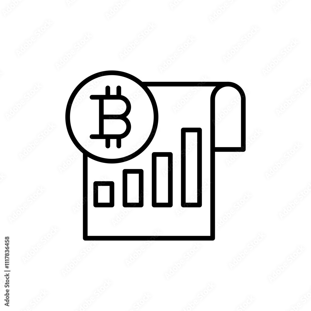 Bitcoin analytics outline icons, minimalist vector illustration ,simple transparent graphic element .Isolated on white background Bitcoin analytics outline icons, minimalist vector illustration ,simple transparent graphic element .Isolated on white background