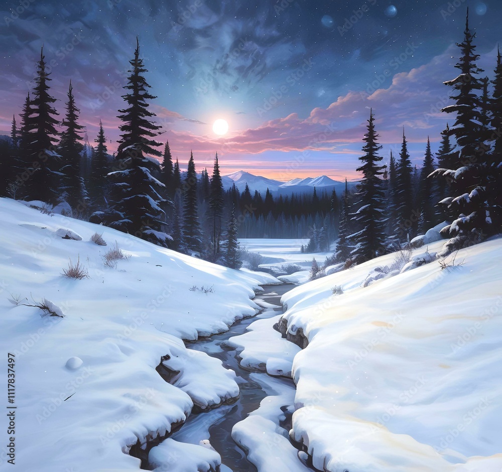 Illustration of winter landscape. Illustration of winter landscape.