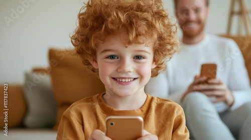 digital parenting, parental controls on childs smartphone as parent watches, showing support and security