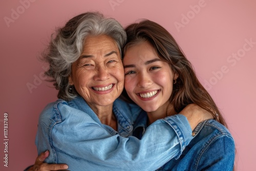 A heartwarming moment of intergenerational connection between an older woman and a younger woman