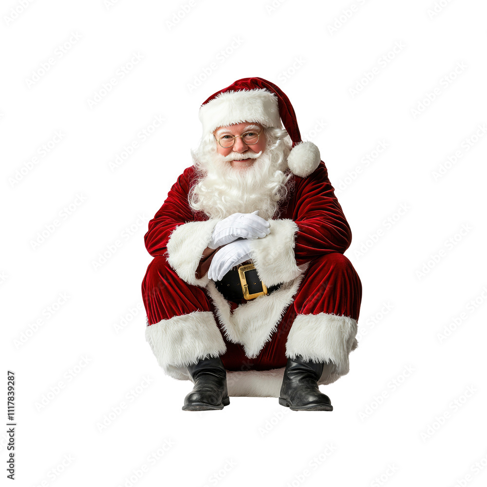 Fototapeta premium Jolly Santa Claus Sitting, Smiling and Relaxed for Christmas
