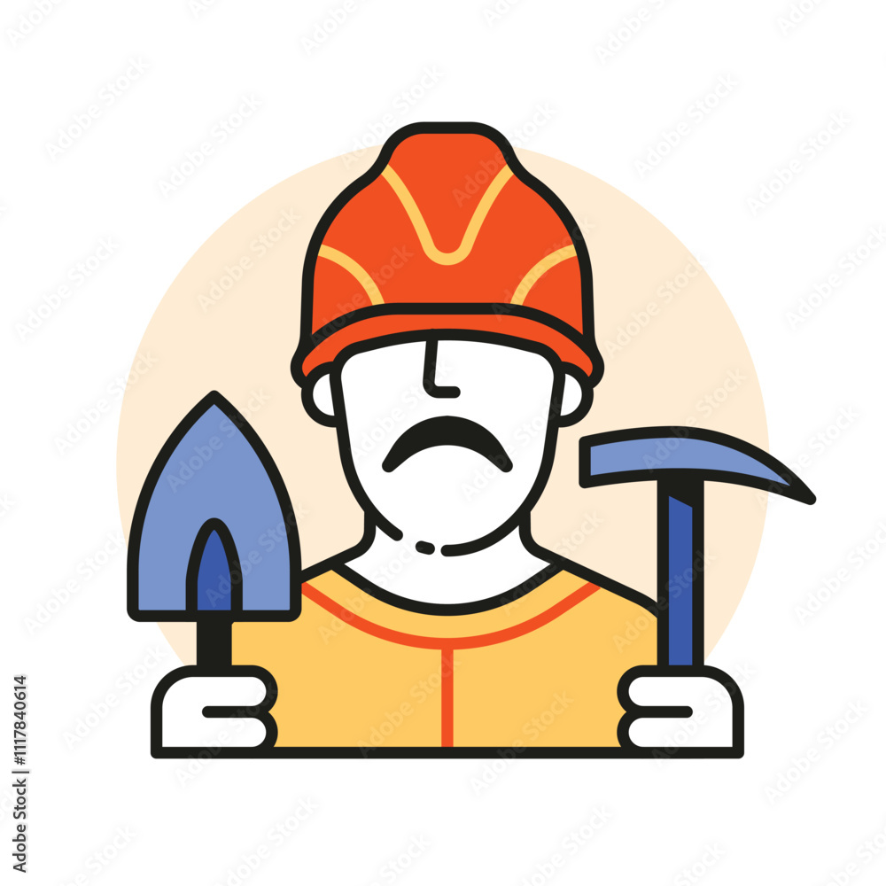 Constructor Builder Man Line Art Icon