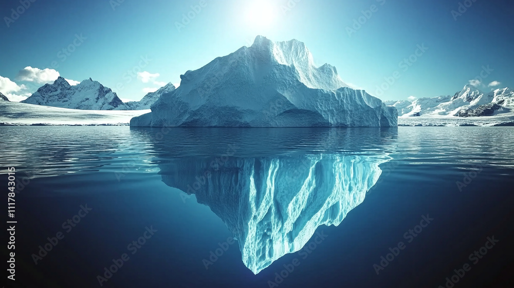 A huge iceberg floats in the ocean on a winter day A huge iceberg floats in the ocean on a winter day