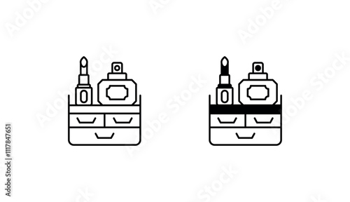 Makeup Organizer Tray icon design with white background stock illustration