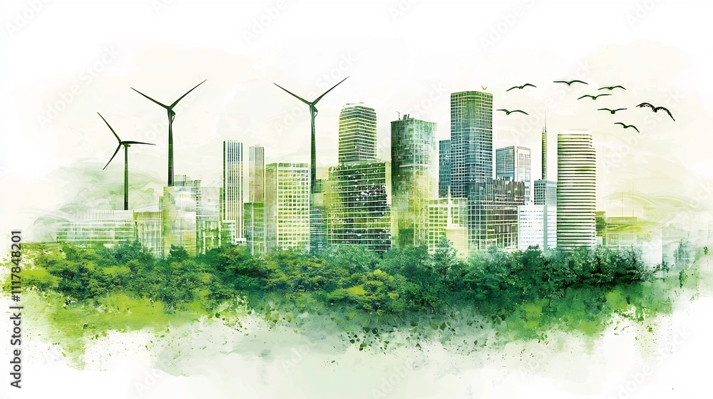 Conceptual Smart City with Renewable Energy Grids and Data Networks Neutral Pastel Background Conceptual Smart City with Renewable Energy Grids and Data Networks Neutral Pastel Background