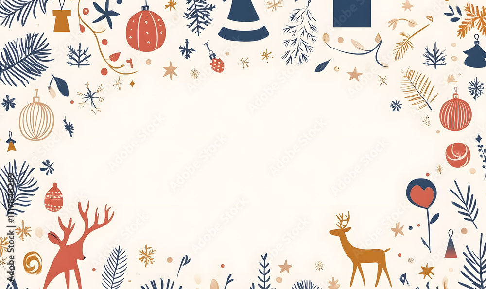 Fototapeta premium Luxurious Christmas new year card and Holiday Promotion Banner with Elegant Ornaments, for Tags, Posters, and Banners with Space for Text