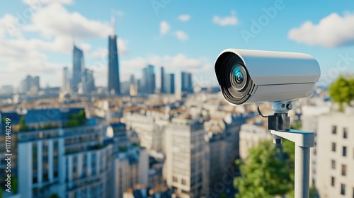 Security Surveillance Camera Overlooking Urban Cityscape