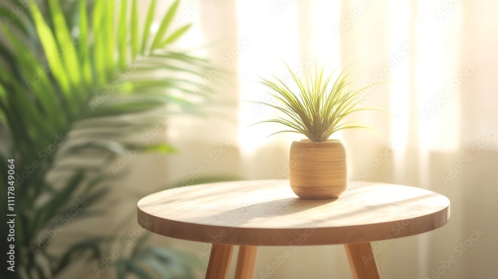 Fototapeta premium Eco friendly Modern Furniture Made from Recycled Materials in Neutral Pastel Setting