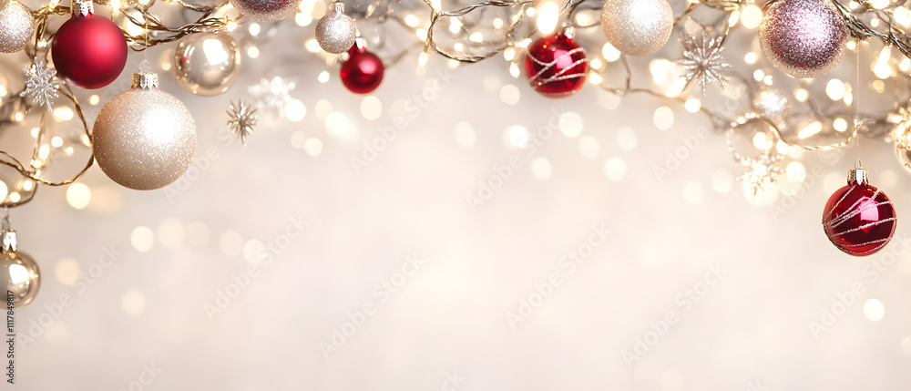 Luxurious Christmas new year card and Holiday Promotion Banner with Elegant Ornaments, for Tags, Posters, and Banners with Space for Text Luxurious Christmas new year card and Holiday Promotion Banner with Elegant Ornaments, for Tags, Posters, and Banners with Space for Text