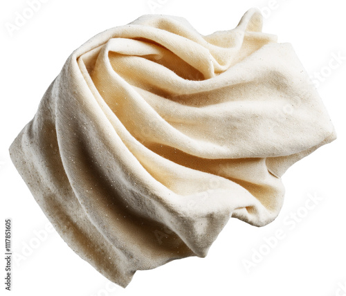 Beige unbleached muslin cloth folded and crumpled photo