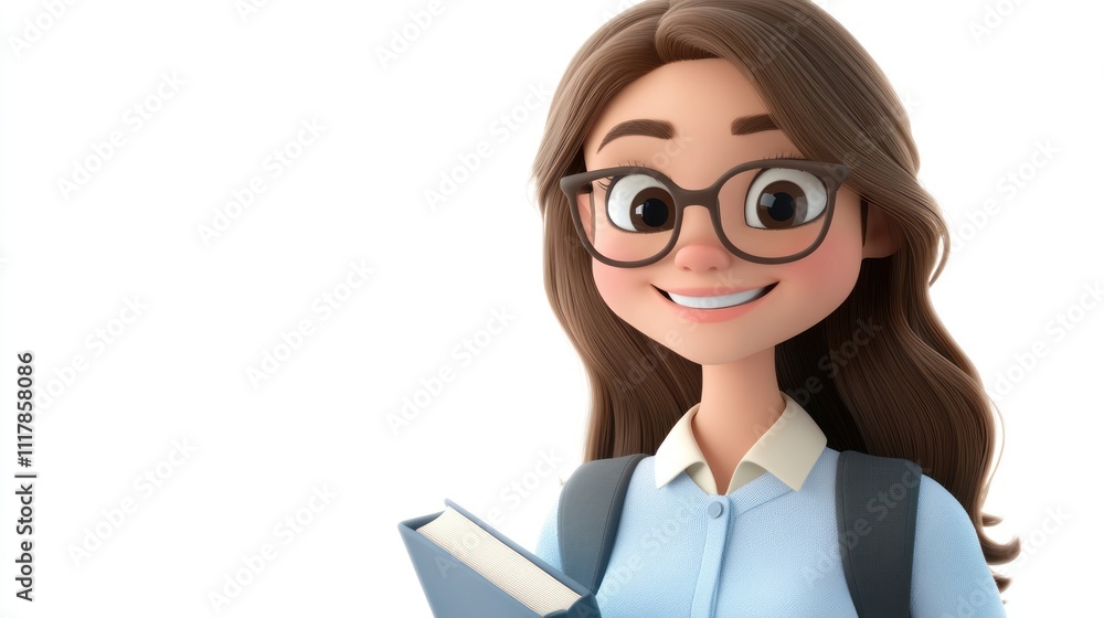 Cartoon character holding a book and smiling Cartoon character holding a book and smiling