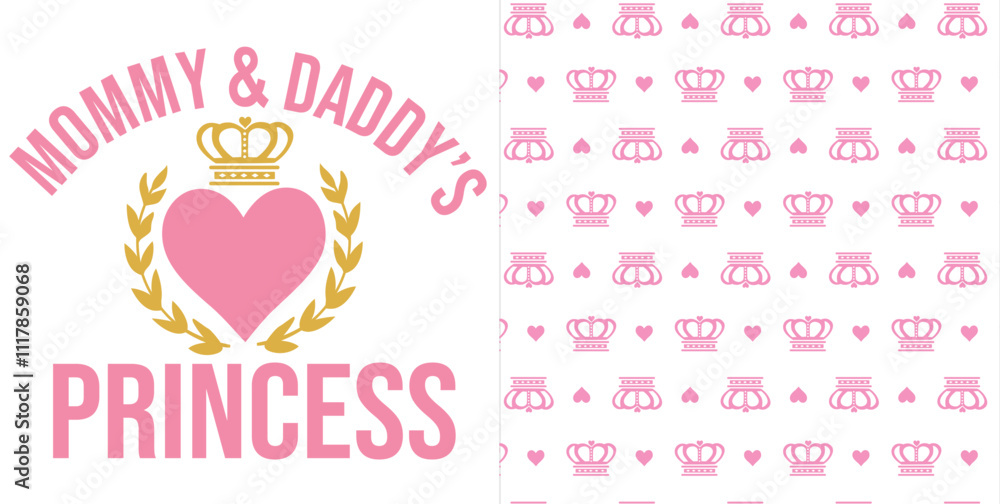 little princess print all over pattern print vector art little princess print all over pattern print vector art