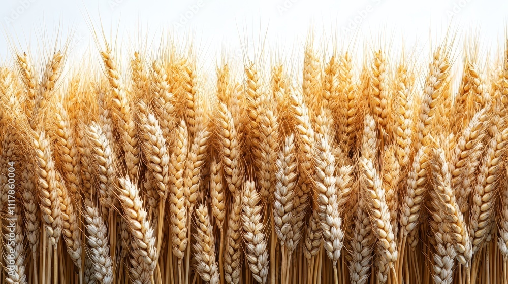 Golden Wheat Stalks Close-Up of Ripe Wheat Ears against White Background - Harvest, Agriculture, Bread, Food, and Farming Image Golden Wheat Stalks Close-Up of Ripe Wheat Ears against White Background - Harvest, Agriculture, Bread, Food, and Farming Image