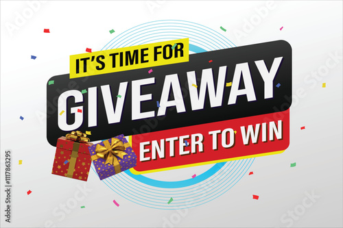 giveaway enter and win word vector gift box surprise style for social media landing page, template, ui, web, mobile app, poster, banner, flyer, background, gift card, coupon, label, wallpaper

