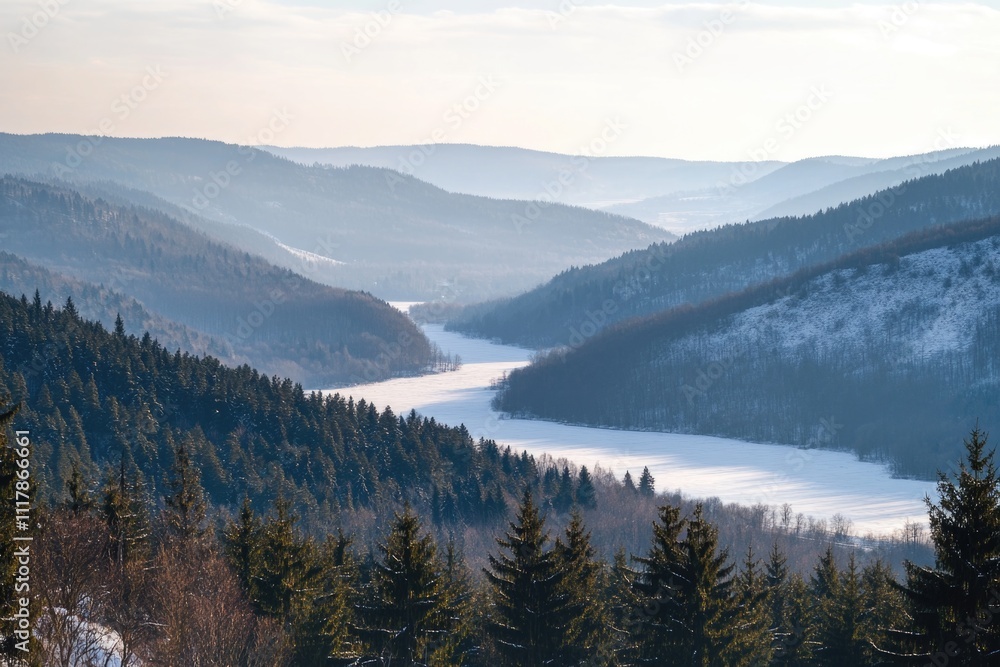 A serene view of a river flowing through the midst of a dense forest, surrounded by lush greenery and towering trees A serene view of a river flowing through the midst of a dense forest, surrounded by lush greenery and towering trees