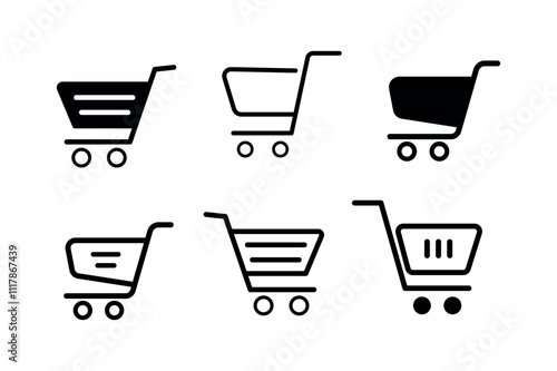 Essential supermarket icon sets for user interface design, Fresh designs for shopping bag and basket symbols, cart, shopping, supermarket, icons, groceries, retail, purchase, basket, store, market