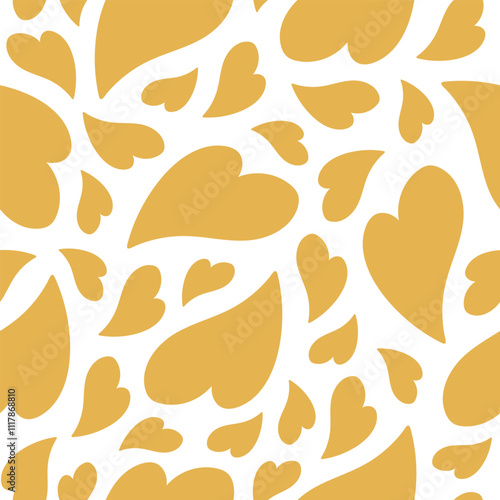 Seamless pattern with cute distorted hearts. Vector romantic background in retro style for textile, wallpaper, wrapping paper, web design. 