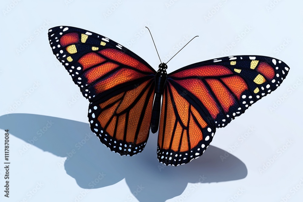 Fototapeta premium A single butterfly perched on a flat surface