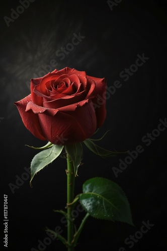 red rose on black background