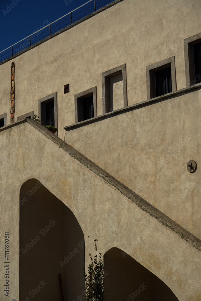 Architectural Details on the top of Castel Sant'Elmo in Naples: A 14th-Century Fortress Offering Panoramic Views. Architectural Details on the top of Castel Sant'Elmo in Naples: A 14th-Century Fortress Offering Panoramic Views.